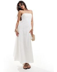 Abercrombie & Fitch - Linen Blend Strapless Midi Dress - Lyst