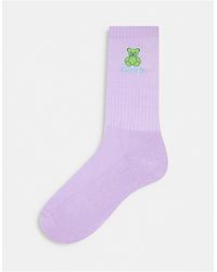 ASOS Embroidered Teddy Bear Sports Socks - Purple