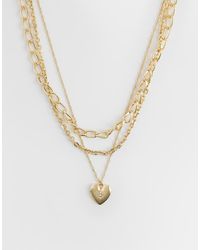 ASOS - Multi-row Necklaces With Heart Pendant - Lyst
