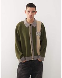 Reclaimed Vintage - Knit Collared Cardigan With Collegiate Detailing - Lyst