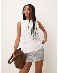 ASOS - Camiseta Blanca Sin Mangas Con Cintura Ceñida Y Lazadas Laterales De - Lyst