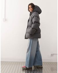 Weekday - Cinched Puffer Coat With Detachable Hood - Lyst
