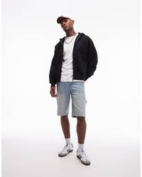 TOPMAN - Sudadera Negra Extragrande Con Capucha Y Cremallera De Tejido Grueso Premium De - Lyst