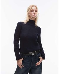 Mango - Slash Neck Knitted High Neck Jumper - Lyst