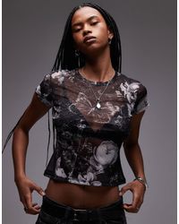 AllSaints - – ellie – netzstoff-t-shirt mit em print, exklusiv bei asos - Lyst