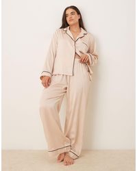 ASOS - Asos Design Curve Satin Shirt & Trouser Pyjama Set - Lyst