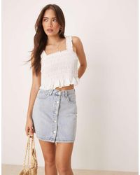 Glamorous - Denim Button Mini Skirt - Lyst