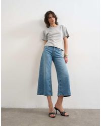 TOPSHOP - Lichtgewicht Cropped Jeans Met Wijde Pijpen - Lyst