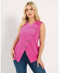 Yours Clothing - Asymmetric Button Waistcoat - Lyst