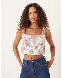 NARRATED - Sleeveless Binding Square Neck Oversized Crop Top - Lyst