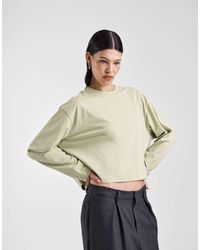 ASOS - Cropped T-Shirt Met Lange Mouwen En Rechte Pasvorm - Lyst