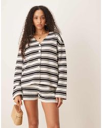 ASOS - Long Sleeve Textured Stripe Cardigan Co-ord - Lyst