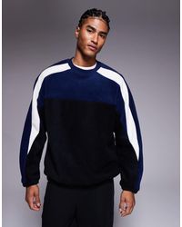 ASOS - Relaxed Fleece Sweatshirt With Colour Block - Lyst