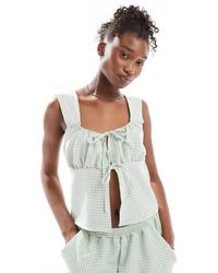 Reclaimed (vintage) - Top Met Split Aan De Voorkant Met Gingham Ruit - Lyst