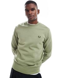 Fred Perry - Sudadera Con Cuello Redondo En Verde De - Lyst