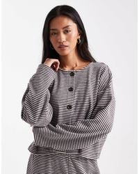 Miss Selfridge - Stripe Brushed Rib Cardigan Co-ord - Lyst