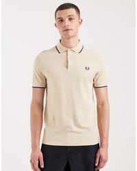 Fred Perry - Polo à logo et liseré double - beige clair - Lyst