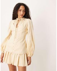 ASOS - High Neck Blouson Sleeve Button Down Mini Dress - Lyst