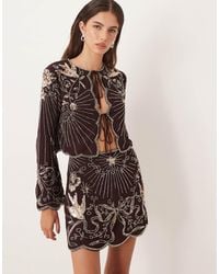 ASOS - Bow And Bird Embellished Long Sleeve Co-Ord Blouse - Lyst