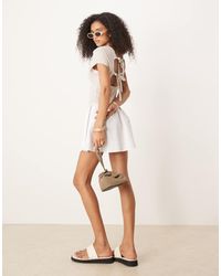 ASOS - Gestreepte Mini T-Shirtjurk Met Verlaagde Taille - Lyst