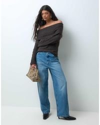 Vero Moda - Off Shoulder Cable Knit Sweater - Lyst
