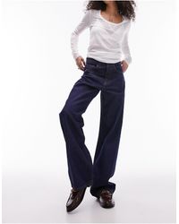 TOPSHOP - Jeans a colonna grezzi indaco a vita medio alta - Lyst