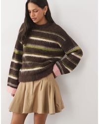 Object - Gebürsteter flauschiger strickpullover mit mehrfarbigem streifenmuster - Lyst
