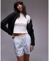Tommy Hilfiger - Pantalones Cortos Azules A Rayas Estilo Bóxer De Popelina De - Lyst