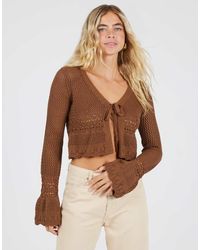 Brave Soul - V-Neck Tie Front Cardigan With Flared Cuffs - Lyst