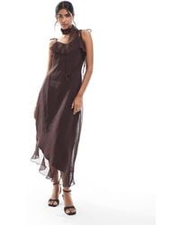 Vero Moda - Chiffon Asymmetric Hem Ruffle Dress With Scarf Detail - Lyst