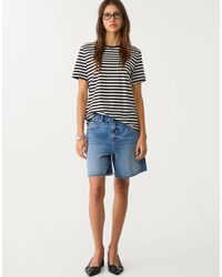 Stradivarius - T-Shirt Con Scollo Rotondo Vestibilità Classica Nera A Righe - Lyst