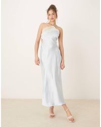 ASOS - Vestito Sottoveste Midi Asimmetrico Con Spalline Sottili - Lyst