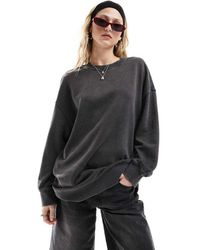 Monki - Felpa Oversize Nera Lavaggio Acido - Lyst