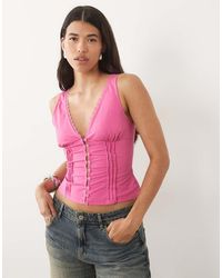 Motel - Lasily Mouwloze Corsettop Van Popeline - Lyst