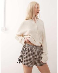 Collusion - Short Met Ruches Langs De Zijkant En Gingham Ruit - Lyst