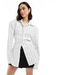 ASOS - Cinch Shoulder Pad Shirt With Tie Back - Lyst