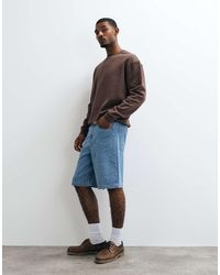ASOS - Losse Denim Jort Met Textuur - Lyst