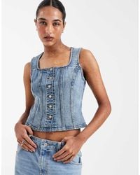 Levi's - Top Vaquero Con Diseño Moldeado Y Cuello Cuadrado De - Lyst