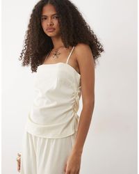 Mango - Riga Strappy Ruched Side Top - Lyst