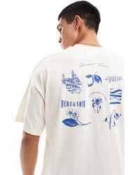 SELECTED - Camiseta color crema extragrande con estampado "lemon holiday" - Lyst