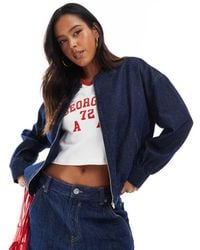 ASOS - Oversized Denim Bomber Jacket - Lyst