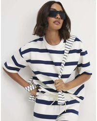 River Island - Premium Striped Boxy T-Shirt - Lyst