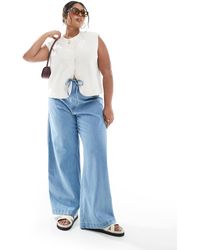 ASOS - Asos Design Curve Soft Wide Leg Jean With Tie Waist - Lyst