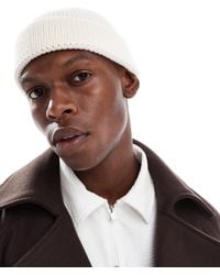 ASOS - Petit bonnet en maille à côtes anglaises - crème - Lyst