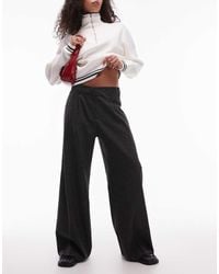 TOPSHOP - Pantalones Grises A Cuadros Clásicos Con Cinturilla Cruzada De (Parte De Un Conjunto) - Lyst