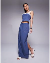 Kaiia - Exclusive Tailored Pocket Detail Side Split Maxi Skirt Co-ord - Lyst