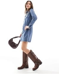 Vero Moda - Long Sleeve Denim Shirt Dress - Lyst