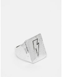 Reclaimed (vintage) - Chevalière unisexe à motif éclair - Lyst
