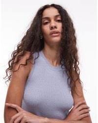 Mango - Fine Rib Linen Mix Vest - Lyst