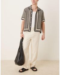 Mango - Pantalones De Pernera Recta Con Cinturilla Elástica De Mezcla De Lino De -Neutro - Lyst